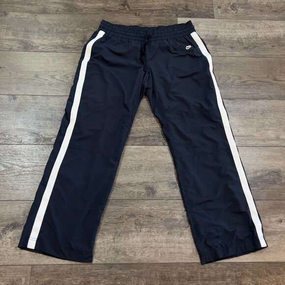 Vintage 90s Nike Track Pants Navy White Drawstring Sports Swoosh Logo Men's XL - Picture 1 of 7